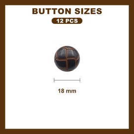 12 PCS 18 mm Brown Plastic Buttons for Sewing and Crafts, Round Football Button with Shank for Clothes, Decorative, Tailoring, Replacement, DIY