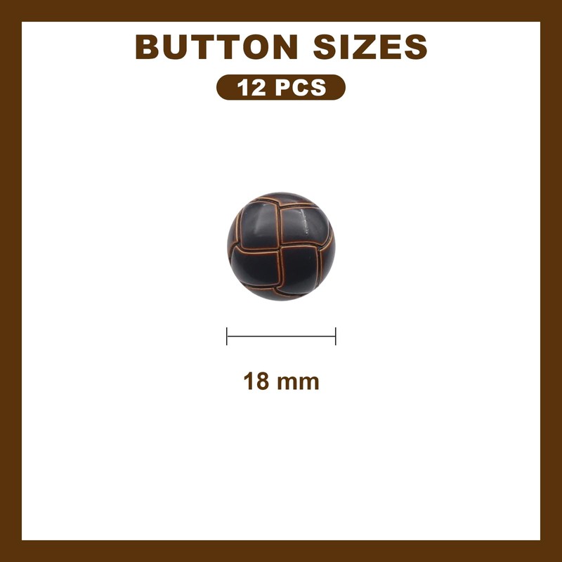 12 PCS 18 mm Brown Plastic Buttons for Sewing and