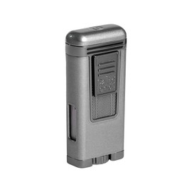 PALIO® PRO Line, Polaris Triple Jet Torch Ligther. Pull Down Ignition, Metalic Body, Large Easy View Fuel Window (Silver)