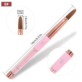 siyuwuro Kolinsky Hair Acrylic Nail Brush Oval Shaped Nail Art Brushes for Acrylic Application Pink Bead Handle Professional Salon Acrylic Nail Brush (Size 8)