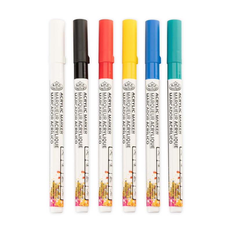 Royal & Langnickel 6 x Acrylic Paint Markers 1.2mm Primary
