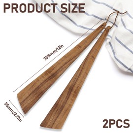 Huakaile 2 Pieces 12" Teak Wood Spatula Set, Flat Wooden Spatula Turner, Small Wood Egg Flipper Utensils Cookware for Cooking Sourdough Serving Scraping Stirring