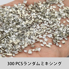 Nail Stones, Extra Small, Set of 300, Nail Parts, Stones, Small, 3D, Diamond-Shaped, Round, Teardrops, Square, Rectangular, Heart, Rhinestone, Clear, Sparkling, Nail Art Parts, Jewelry Parts, Crystal