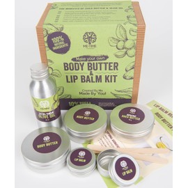 Make your Own Body Butter&Lip Balm Kit/Gift Set/Craft kit (vegan, ethical,sustainable, 100% natural ingredients). Gift for girl/teenage girl. Vegan Birthday gift.