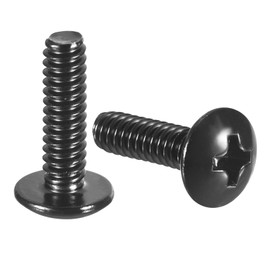 uxcell #8-32 x 1/2" Truss Head Phillips Machine Screws, Full Thread, Phillips Drive, 304 Stainless Steel 18-8, Black Oxide Finish, Quantity 100