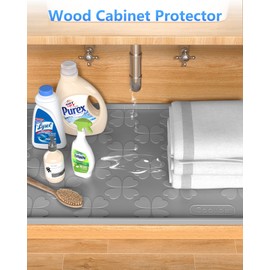 Waterproof Under Sink Mat 31”x 22” Cabinet Liner for Kitchen & Bathroom, Shelf Protector Silicone Under Sink Tray, Kitchen Cabinet Organizers and Storage Sink Drip Tray