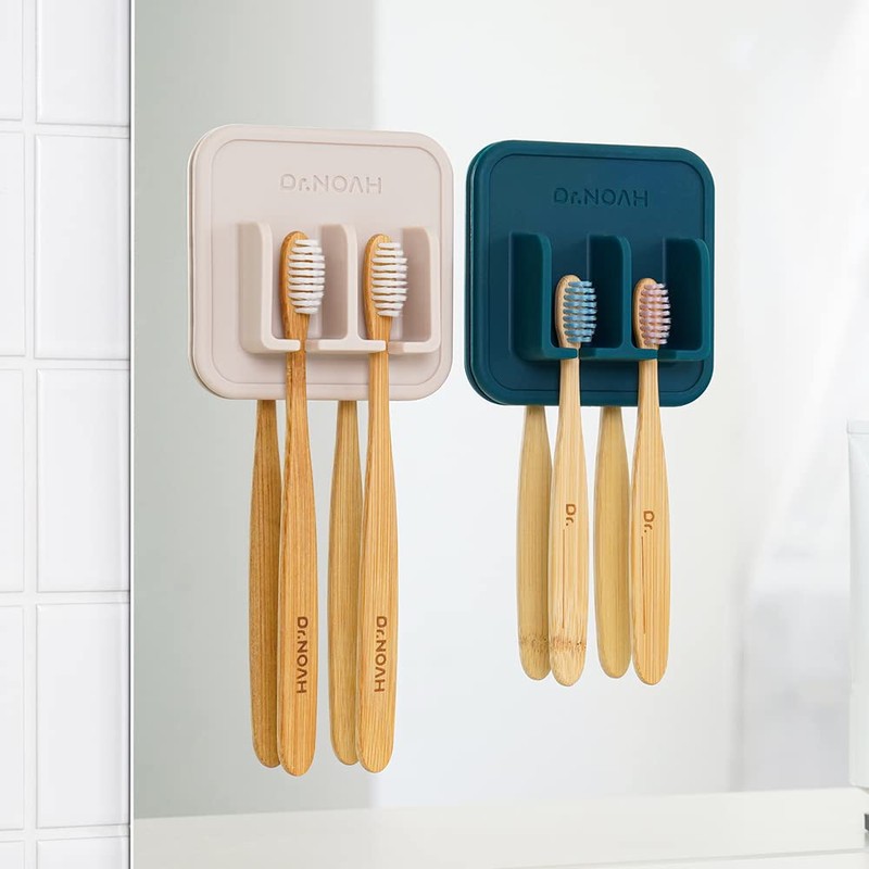 Dr.NOAH Silicone Wall Mount Toothbrush Holder | Sand Beige |