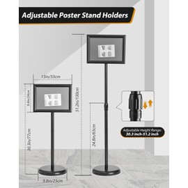 Foandbevi Adjustable Outdoor Sign Holder Portable 8.5x11 inch Display Stand for Business, Pedestal Sign Holder, Weatherproof Marketing Tool for Promotions, Events, Advertisements (8pack; 8.5x11)