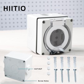 HIITIO 50A RV/EV Power Outlet Box, NEMA 14-50R 125/250V, Outdoor Electrical Panel for EV Charging/Generators - ETL Listed