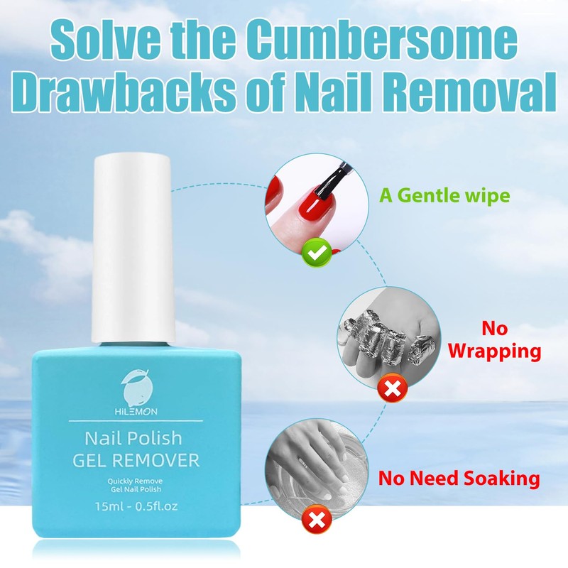 Quick Gel Nail Polish Remover, Easy Remove Gel Polish in