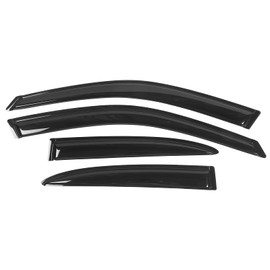 Window Visor Compatible with 2001-2005 Honda Civic EM2 Sedan, Slim Style Acrylic Smoke Tinted & Semi-Transparent 4PCS Sun Rain Shade Guard Wind Vent Air Deflector by IKON MOTORSPORTS, 2002 2003 2004