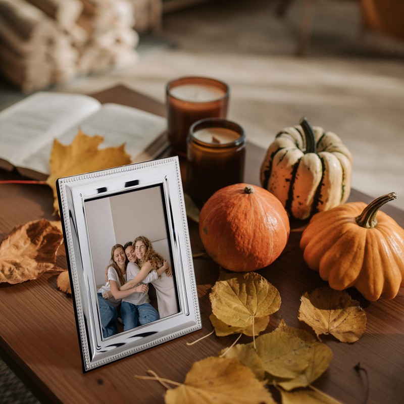 Frametigo Silver Plated Bead Photo Frame - Fits Photo Size
