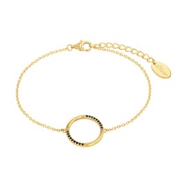 s.Oliver 2034888 Women's Bracelet 925 Sterling Silver with Synthetic Zirconia 17 + 3 cm Gold Ring Comes in Jewellery Gift Box, 17 + 3 cm, Sterling Silver, Synthetic zirconia.