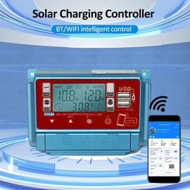 Irfora WiFi+BT 50A Solar Controller 12V/24V/36V/48V/60V Charging MPPT Controllers LCD Display Dual USB 5V Output Controller APP Remote Control Solar Controller