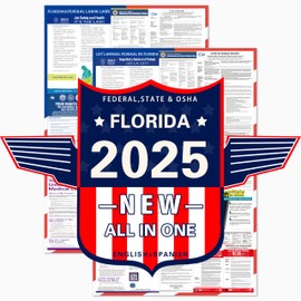 ZLODEPIP 2025 Florida State and Federal Labor Laws Poster – OSHA Compliant Laminated 24" x 36" English and Spanish Bundle 2 Pack Folded