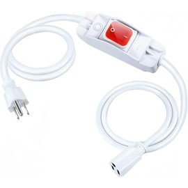 6.56 FT Waterproof Extension Cord with Switch, 1250W/10A Heavy Duty 3 Prong Plugs, 18/3 SJT Extension Cord, UL Listed, Indoor/Outdoor Use (White)