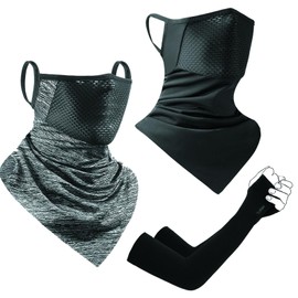 [NVSVI] 2 Piece Face Cover, Summer, Face Mask, Bike Mask, Neck Warmer, Face Cover, UV Protection, Sun Protection, Windproof, Dustproof, Cool, Breathable, Covered Surface, Sweat Absorbent, Quick