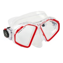 Aqualung Hawkeye | Adult diving, snorkelling and trekking mask for men and women with 180° vision, UV protection, anti-fog and anti-leak lenses, Red