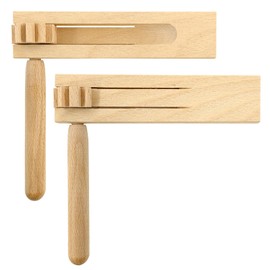 Pack of 2 Wooden Ratchet Noise Maker, Wooden Spinning Ratchet, Noise-Maker, Wooden Rattle Ratchet, Musical Instrument for Children, for Games, Parties, Events, Sports Events