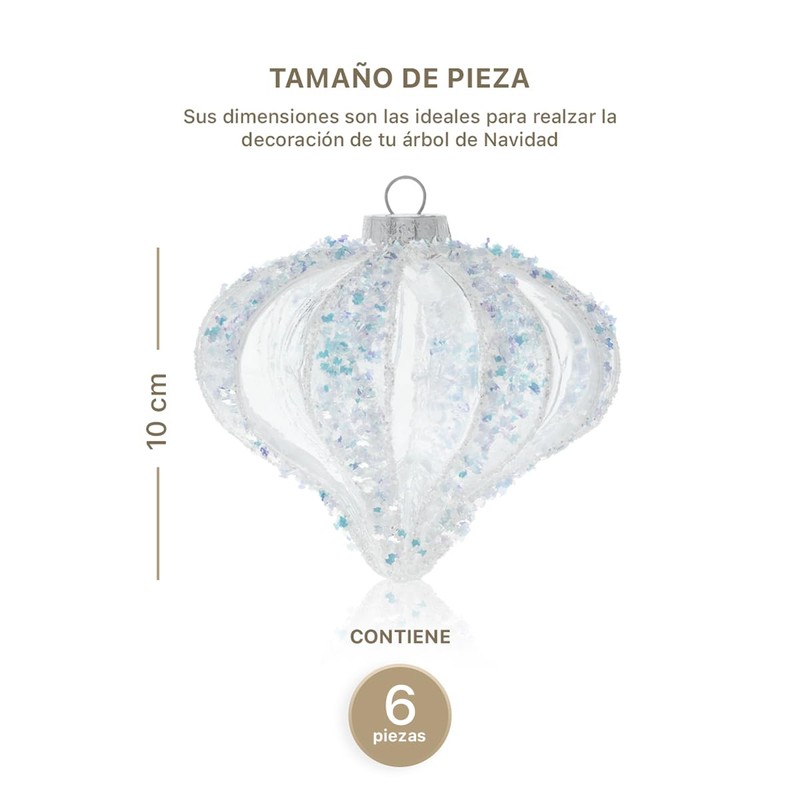 ESQUIMAL Esferas Navideñas de Cristal, 6 Piezas de 10 cm.