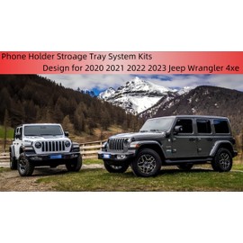 POETRYXIAO Phone Mount with Extension Arm Metal Ball Fit for 2020 2021 2022 2023 Jeep Wrangler JL JLU & Gladiator JT 4XE, Multi-Mount Phone Holder Dash Tray System Kit for Oil-Electric Version 4xe