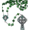 CB Catholic St Patrick Green Glass Marble Bead Rosary Gift