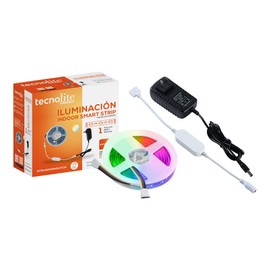 Tecnolite Connect - Tira LED Inteligente para Interiores, Conexión Wifi Indoor Smart Strip, Longitud 5 M, Compatible con Alexa y App. Potencia 15W Luz RGB con Blanca Dinámica. Iluminación Interior