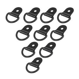 ISHR 10pcs Motorcycle Tie Down Rings Hook Hole 6.5mm Stainless Steel Strong Durable Trailer Anchor Load Anchor Tie Down Ring Trailer Motorcycle (Black, 6.5mm)