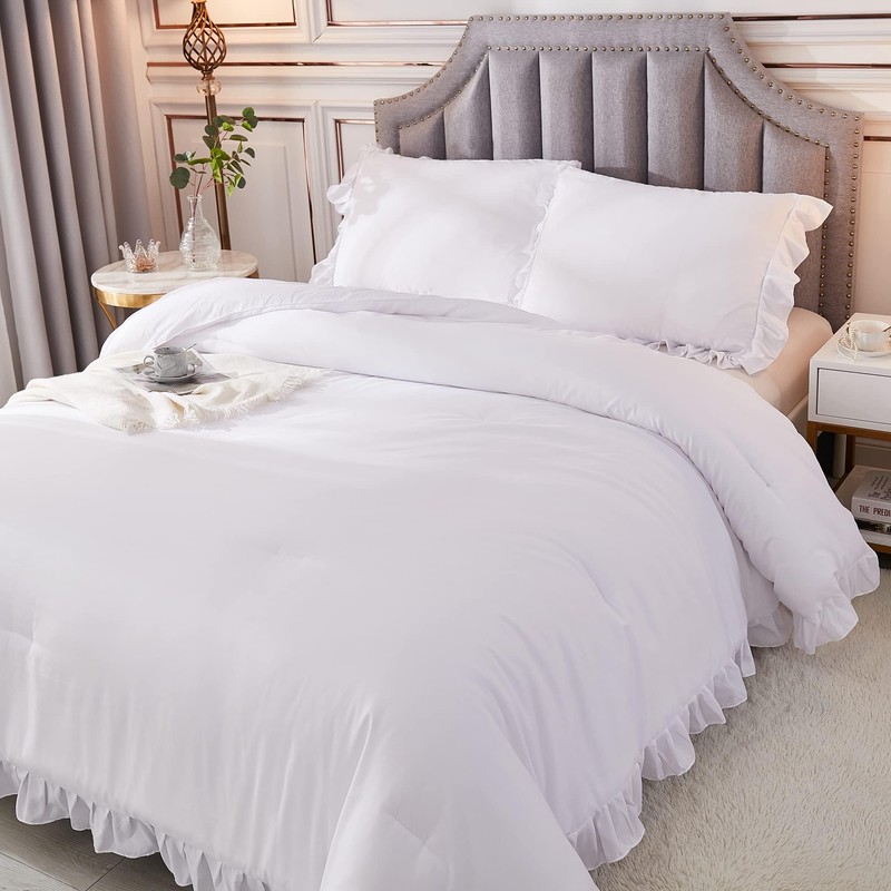 Andency White Oversized Super King Plus Comforter Set, 3 Pieces