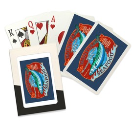 Lantern Press Monterey, California, Seafood, Vintage Sign, (52 Playing Cards, Poker Size Card Deck with Jokers)