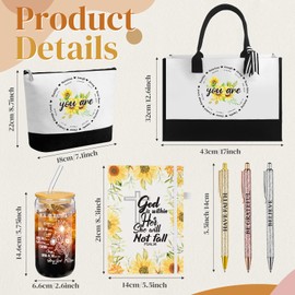 Funnymoom 7 Pcs Christian Gifts for Women Faith Bible Inspirational Religious Thank You Birthday Gifts for Women(Sunflower)