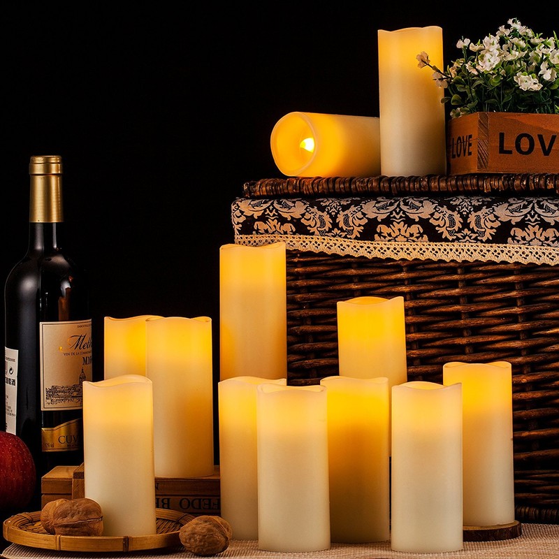 Enpornk Flameless Candles Flickering LED Candles Set of 12 (D:2.2"