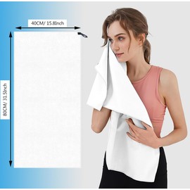 RINGSUN Gym Towel for Women, Microfiber Quick-Dry Towel (40x80cm), Lightweight Soft and Ultra-Absorbent, Perfect for Yoga Running and Outdoor Activities (White)