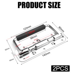 Pack of 2 Folding Handles, 140 mm Spring-Loaded Crate Handle, Folding Handle, Folding Handles for Boxes, Crate Handle, Folding Handle, Stainless Steel Hardware Boxes with Insulated Rubber Handle Cover