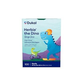 Stat Strip - Vendaje calcomanía de plástico para niños (Herbie The Dinosaur), estéril .75 x 3 100 por caja