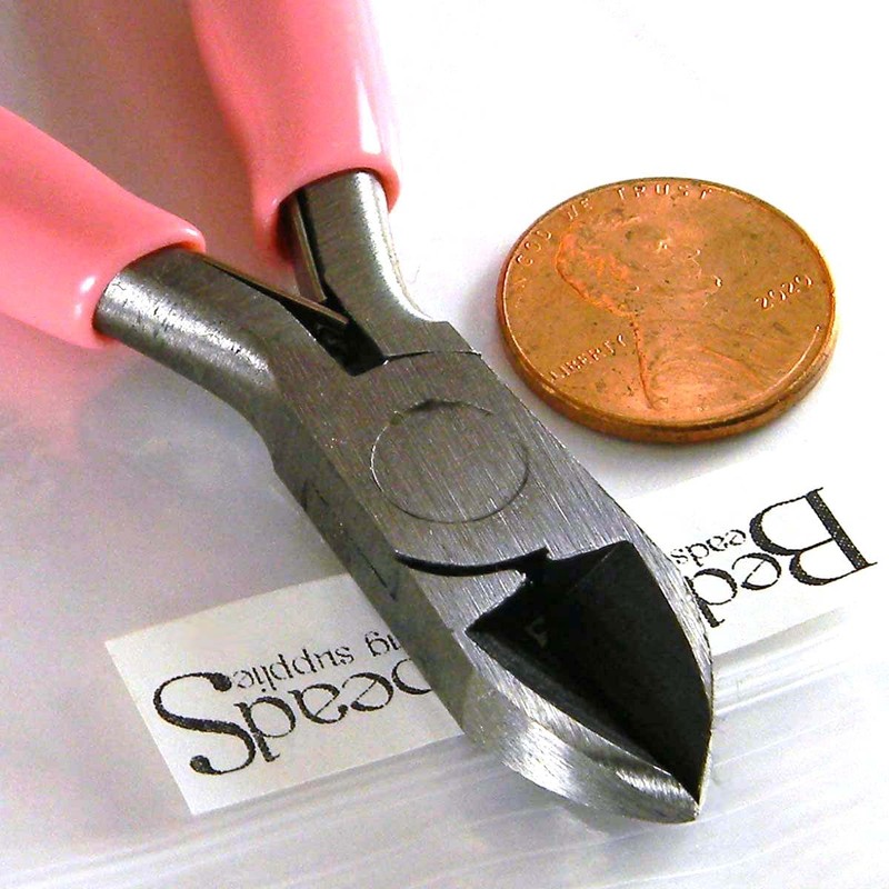 Pink & Carbon Steel Metal Side Cutters Spring Loaded Return