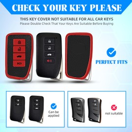 QBUC for Lexus Key Fob Cover, Key Fob Case with Keychain for Lexus 2013-2021 ES IS GS NX LS RX RC GX LX 570 200 250 350 460 300 F 450h 600h Accessories Protector (Red)