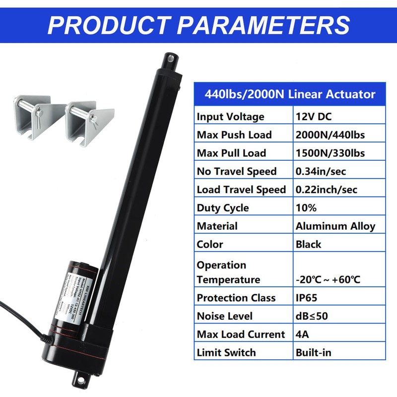 KM-LINEARTECH 16" 440lbs 12V Electric Linear Actuator Motor 16 inch