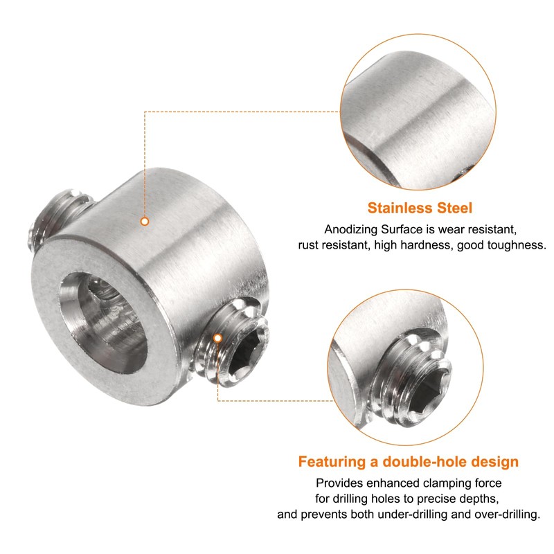sourcing map 4pcs 4mm Drill Stop Collar Set Depth Stop,