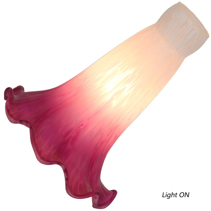 Bieye LS03S Lily Flower Blown Glass Lampshade (White Purple, Opening