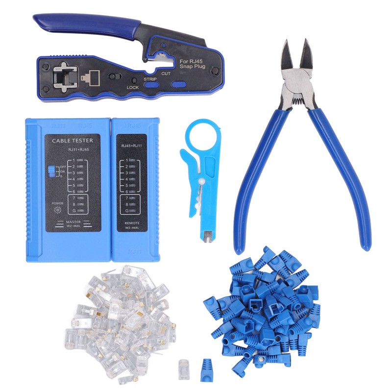 RJ45 Crimp Tool Kit 8P8C Modular Connectors Wire Stripper Pliers
