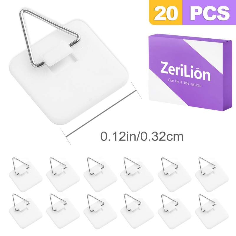 ZeriLion 20 Pack Invisible Adhesive Plate Hangers for Wall -