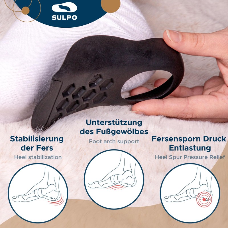 SULPO 3/4 Heel Spur Insoles, Heel Pads, Heel Protection, Heel