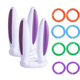 HONGCI 2 Sets Easter Party Toss Game Inflatable Bunny Rabbit Ears Hat Ring Toss Game with 8 Rings for Kids Adults Family Easter Party Favors Fun Games