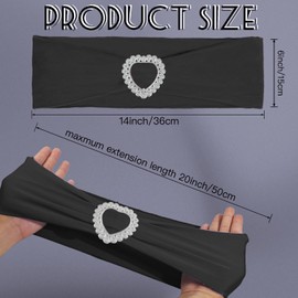 Zrlljp 100PCS Spandex Chair Sashes Bows Stretch Chair Cover Band,Elastic Chair Ties for Wedding Party Birthday Reception Banquet Decoration (Black)