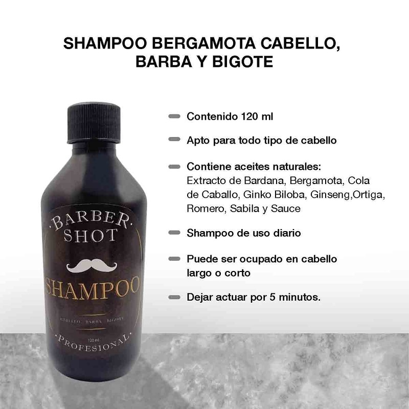 Shampoo de bergamota, para crecimiento de barba y cabello, con