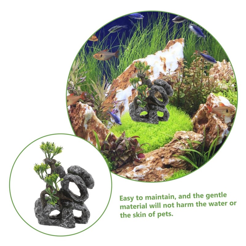 Sosoport Lifelike Fish Tank Decoration Hideaway Cave Fake Aquarium Plants