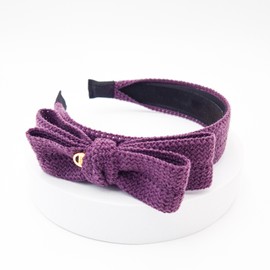 Burnaby Purple Knit Fluffy Ribbon Wide Hairband / 버나비 퍼플 니트 푹신 리본 와이드 헤어밴드