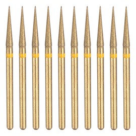 HARFINGTON 10pcs 325-400 Grits Diamond Grinding Bit 2.5mm Tapered Head 2.35mm Shank 14mm Length Titanium Plated Stone Sanding Drill Bits Rotary Tool for Nails Grinding Polishing