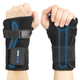 GTEAHA Wrist Support Brace with Metal Splint - Ideal for Carpal Tunnel, Arthritis, Tendonitis, Sprains, Sports Protect Wrist Splint with Soft Pad, Hand Support for Men and Women (Left Hand, S/M)